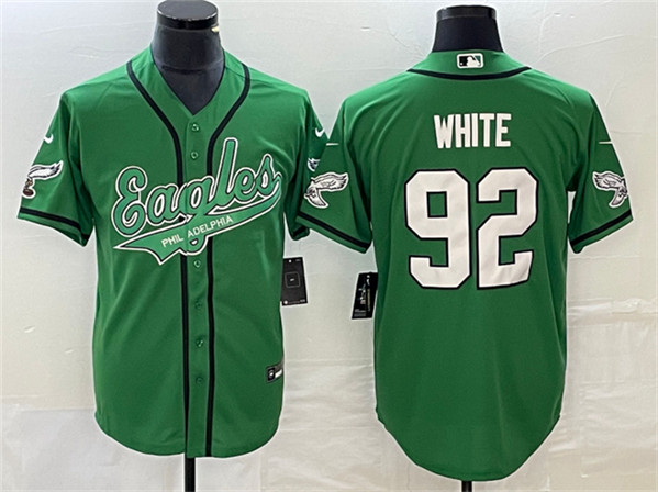 Men's Philadelphia Eagles #92 Reggie White Green Cool Base Stitched Baseball Jersey